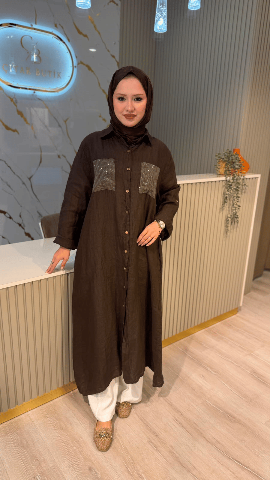 İTHAL 804 CEBİ PUL DETAYLI GÖMLEK/KAP - KAHVE