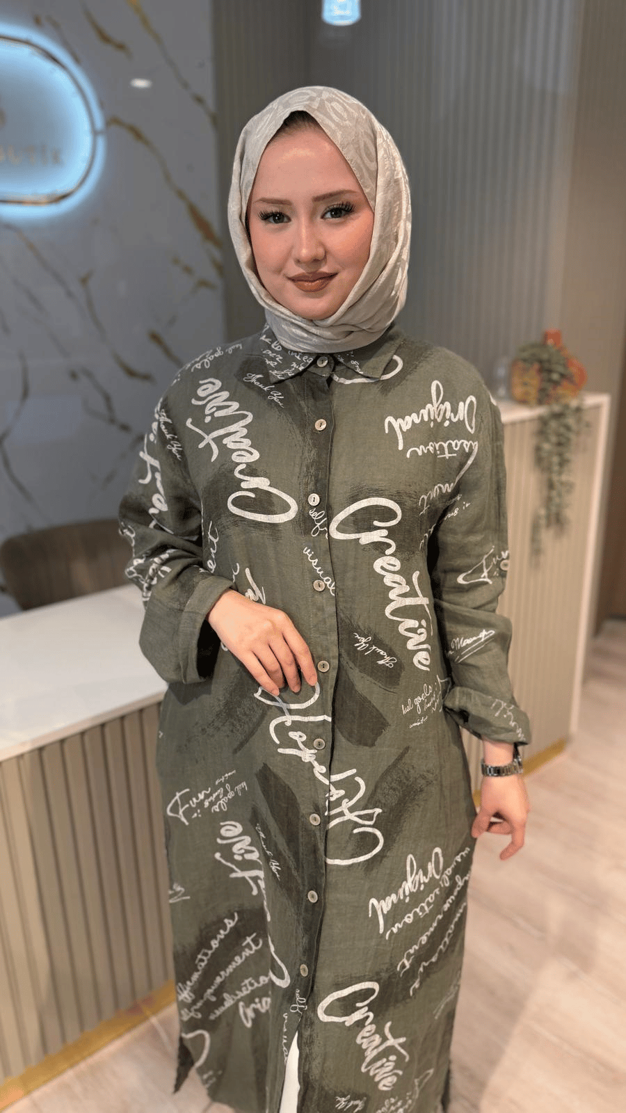 İTHAL 805 YAZI DETAYLI GÖMLEK KAP - HAKİ