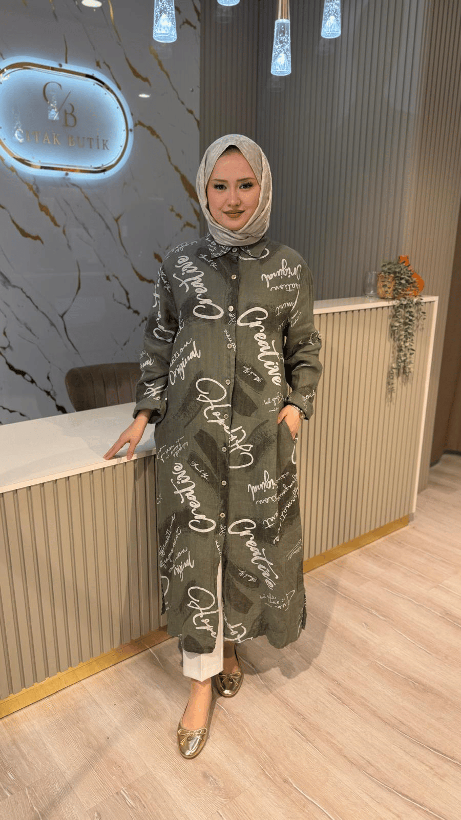 İTHAL 805 YAZI DETAYLI GÖMLEK KAP - HAKİ