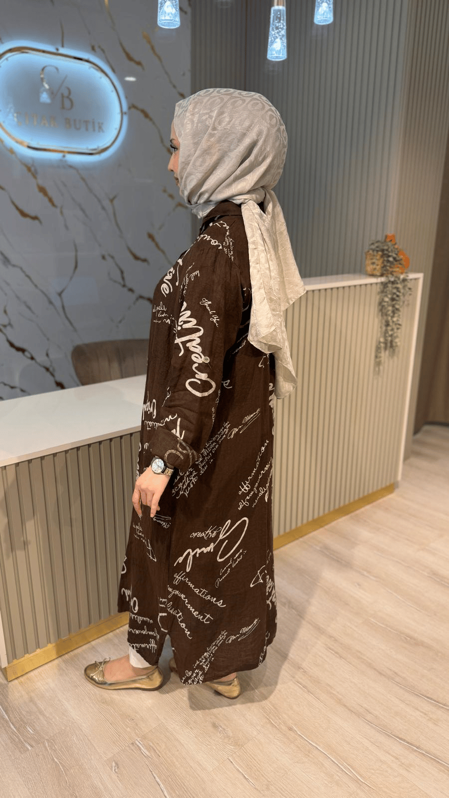 İTHAL 805 YAZI DETAYLI GÖMLEK KAP - KAHVE