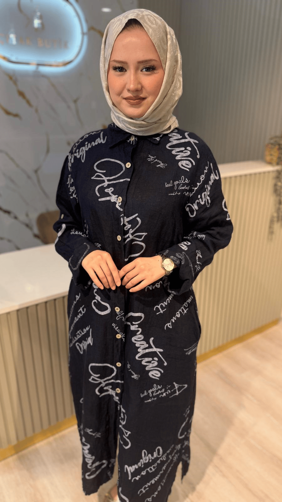 İTHAL 805 YAZI DETAYLI GÖMLEK KAP - LACİVERT