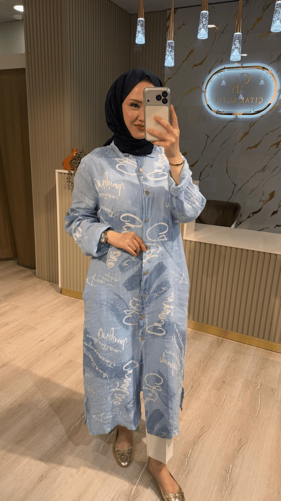 İTHAL 805 YAZI DETAYLI GÖMLEK KAP - MAVİ