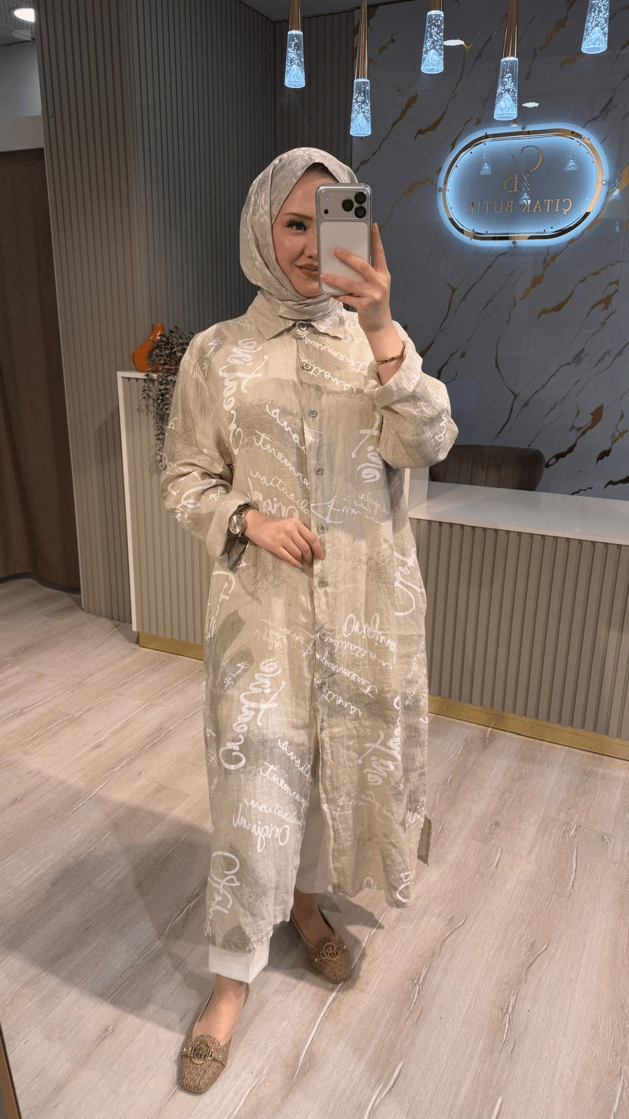 İTHAL 805 YAZI DETAYLI GÖMLEK KAP - TAŞ