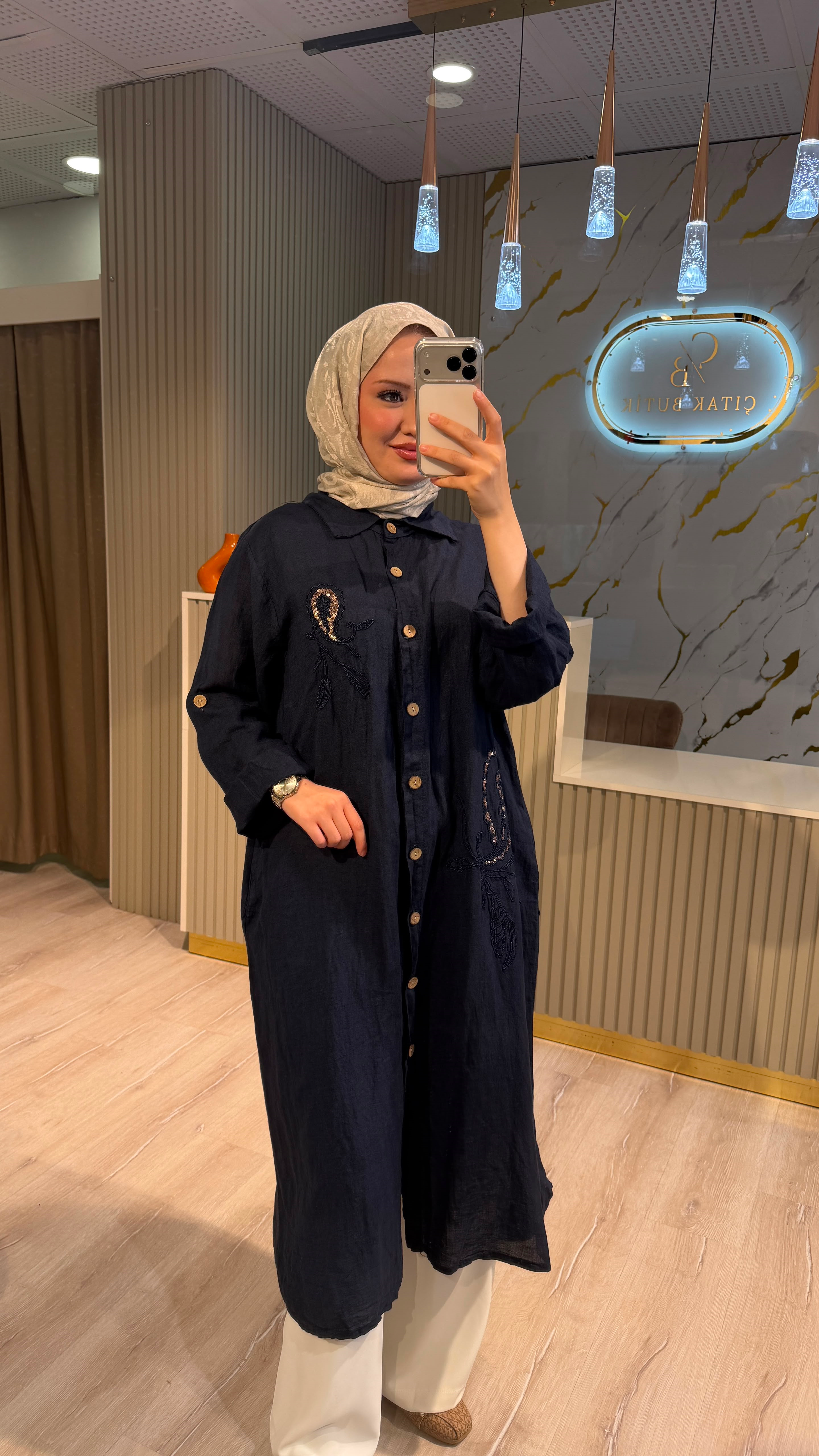 İTHAL 807 NAKIŞ PUL DETAYLI GÖMLEK KAP - LACİVERT