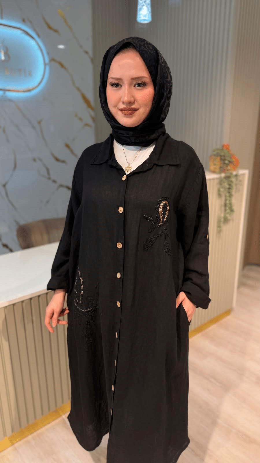 İTHAL 807 NAKIŞ PUL DETAYLI GÖMLEK KAP - SİYAH