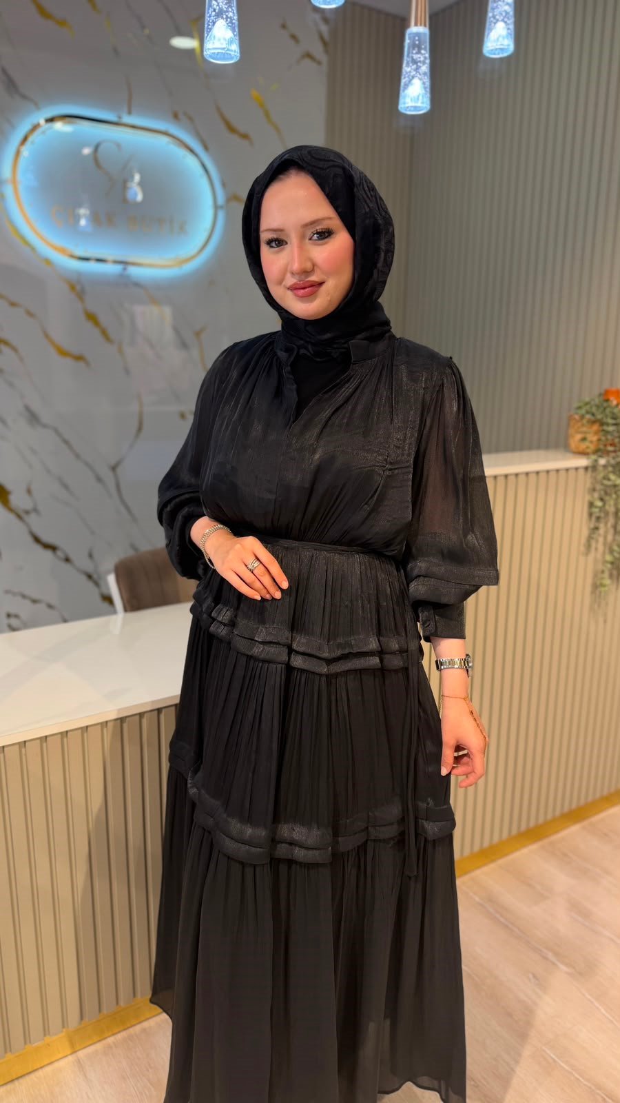 İTHAL SADE ŞIK ELBİSE SİYAH