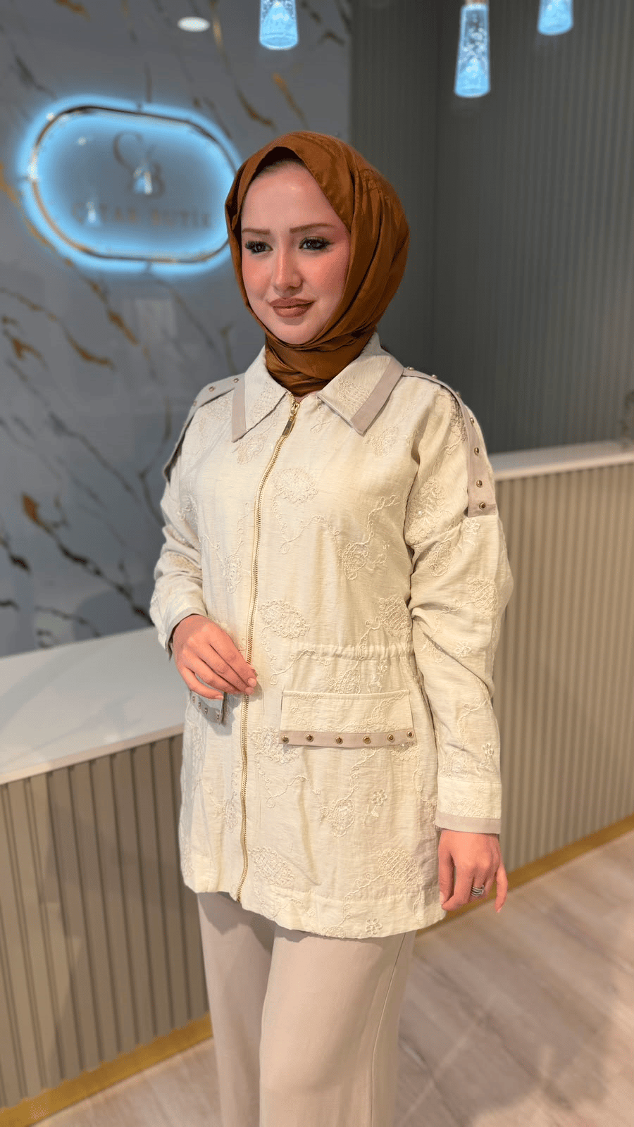 JENNE 1040 PAYET AYRINTILI İKİLİ TAKIM - BEJ