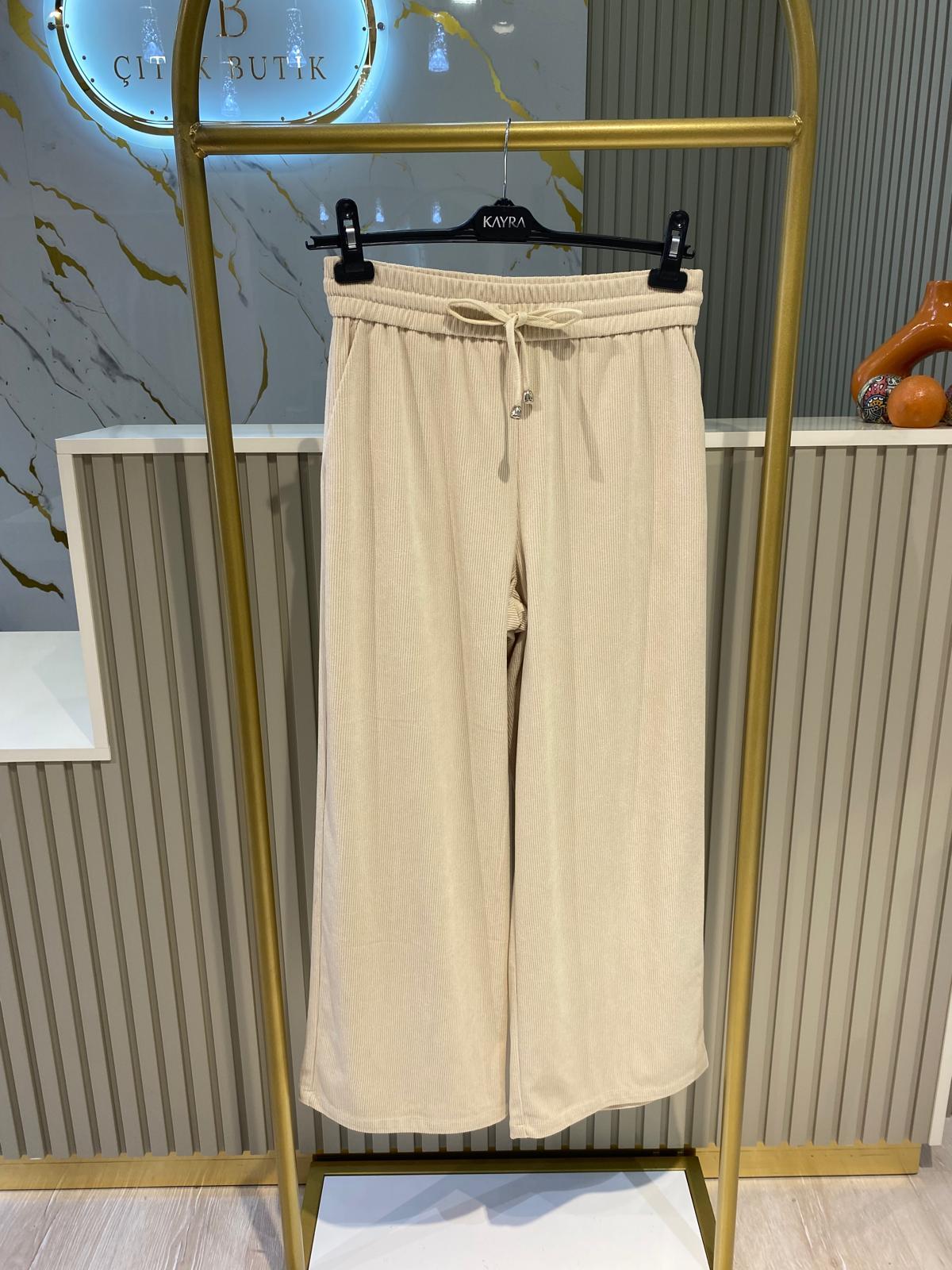 KAYRA 19139 FİTİLLİ PANTALON- TAŞ