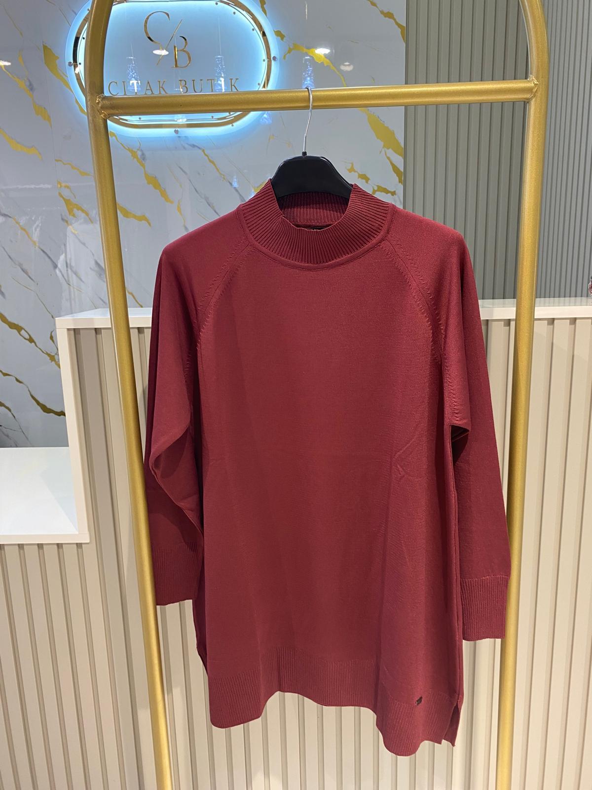 KAYRA TRK17 MERSERİZE TUNİK-BORDO