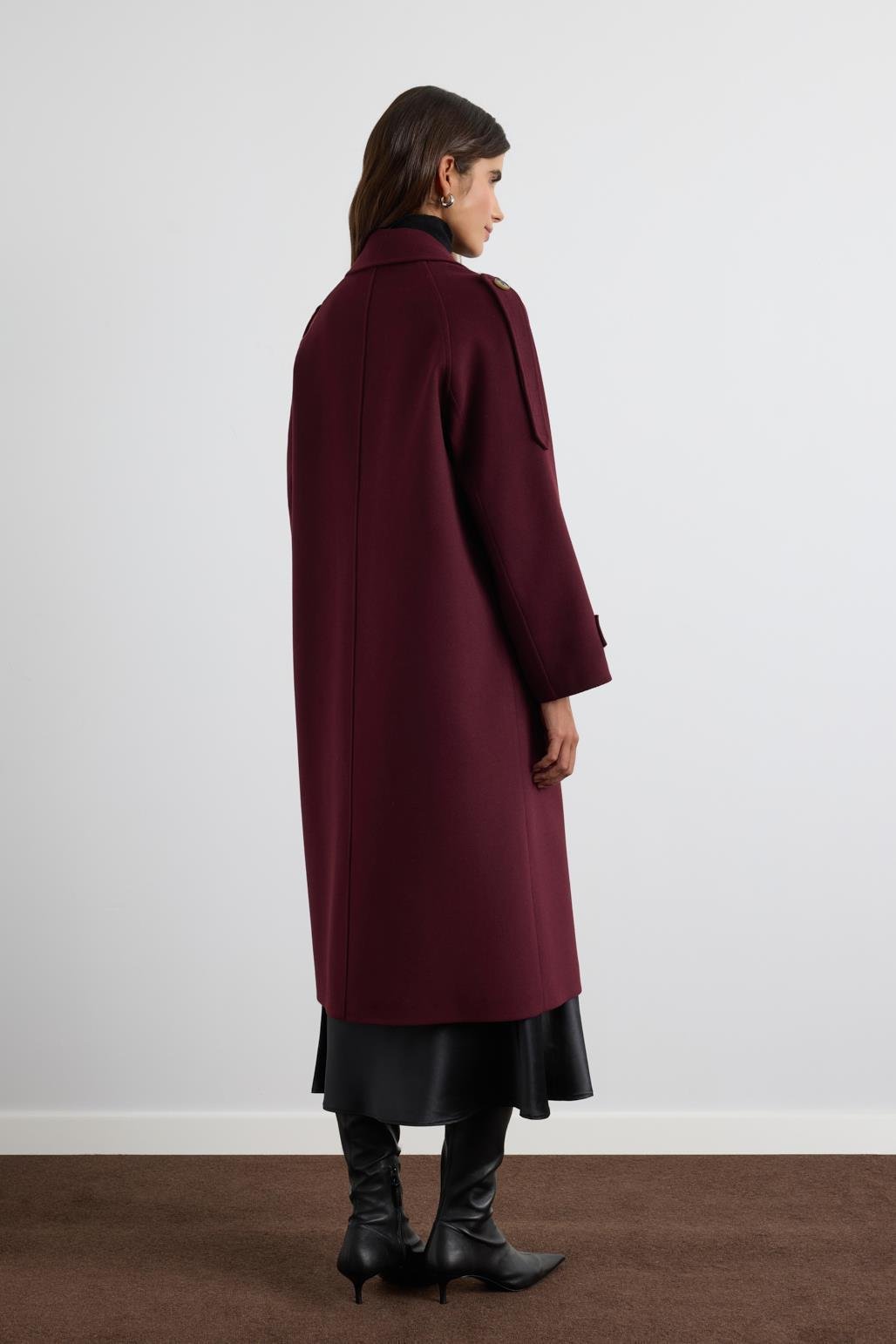 KB 001 KRUVAZE YAKA APOLET DETAYLI KAŞE KABAN-BORDO
