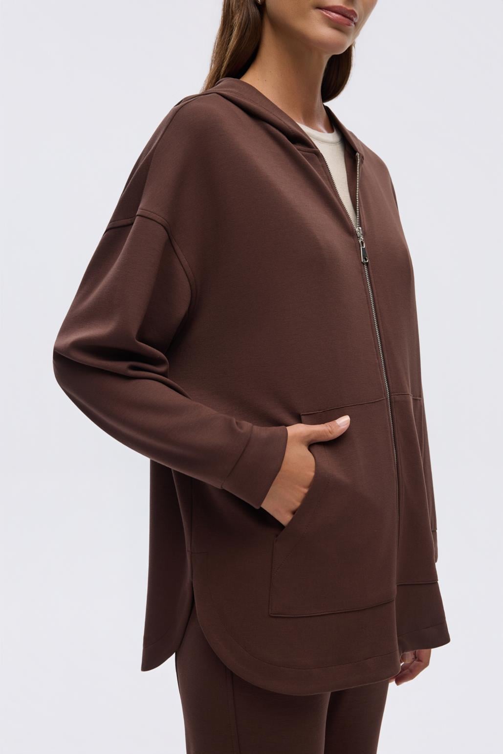 KB 0044 MODAL ÖRME KAPÜŞONLU HIRKA-KAHVE