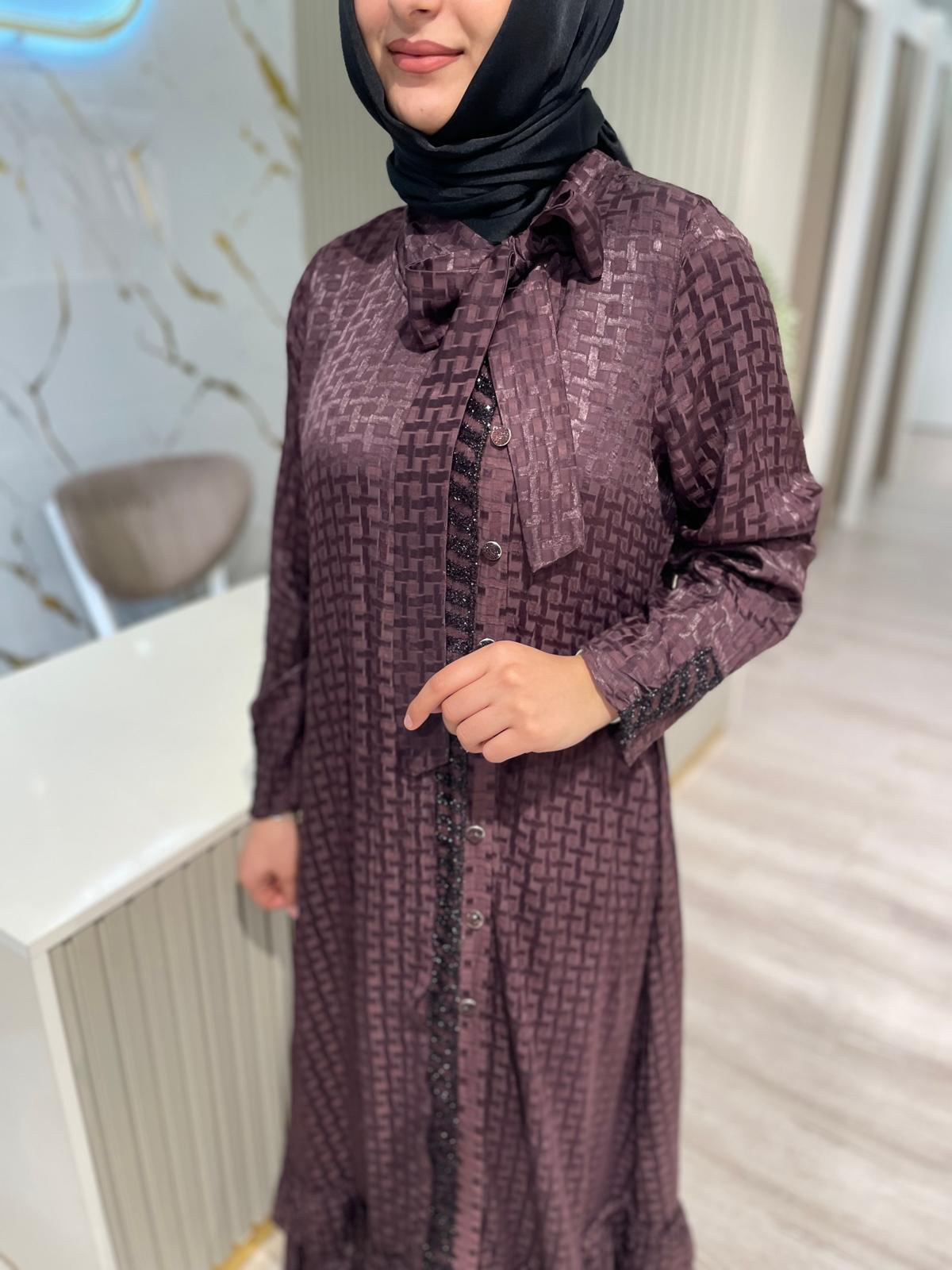 LİSSMORE 6148 BOYDAN DÜĞMELİ ELBİSE-BORDO