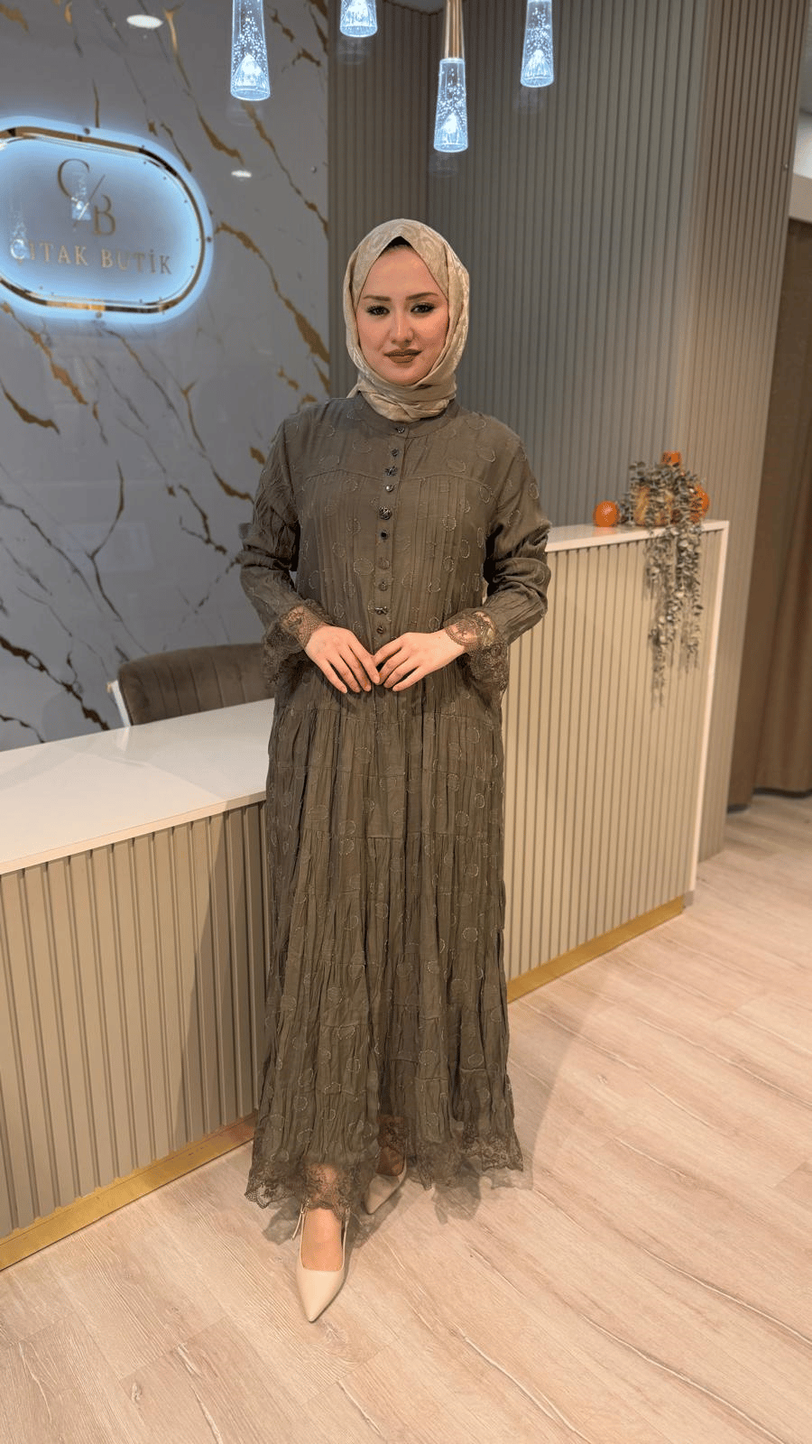 LİSSMORE 6303 DÜĞME DETAY ELBİSE - HAKİ