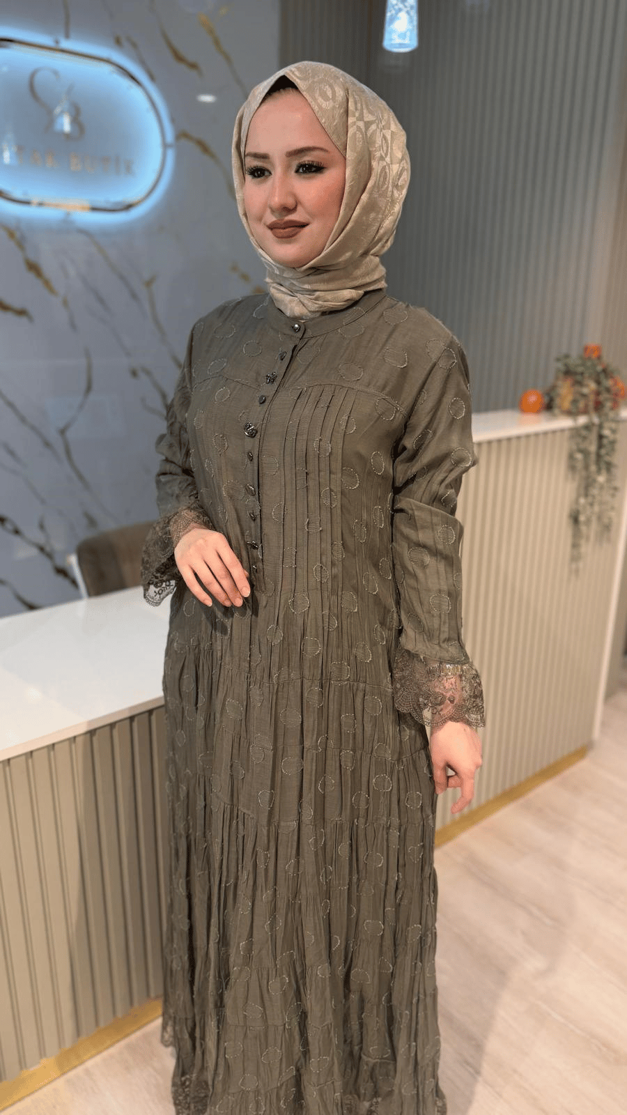 LİSSMORE 6303 DÜĞME DETAY ELBİSE - HAKİ