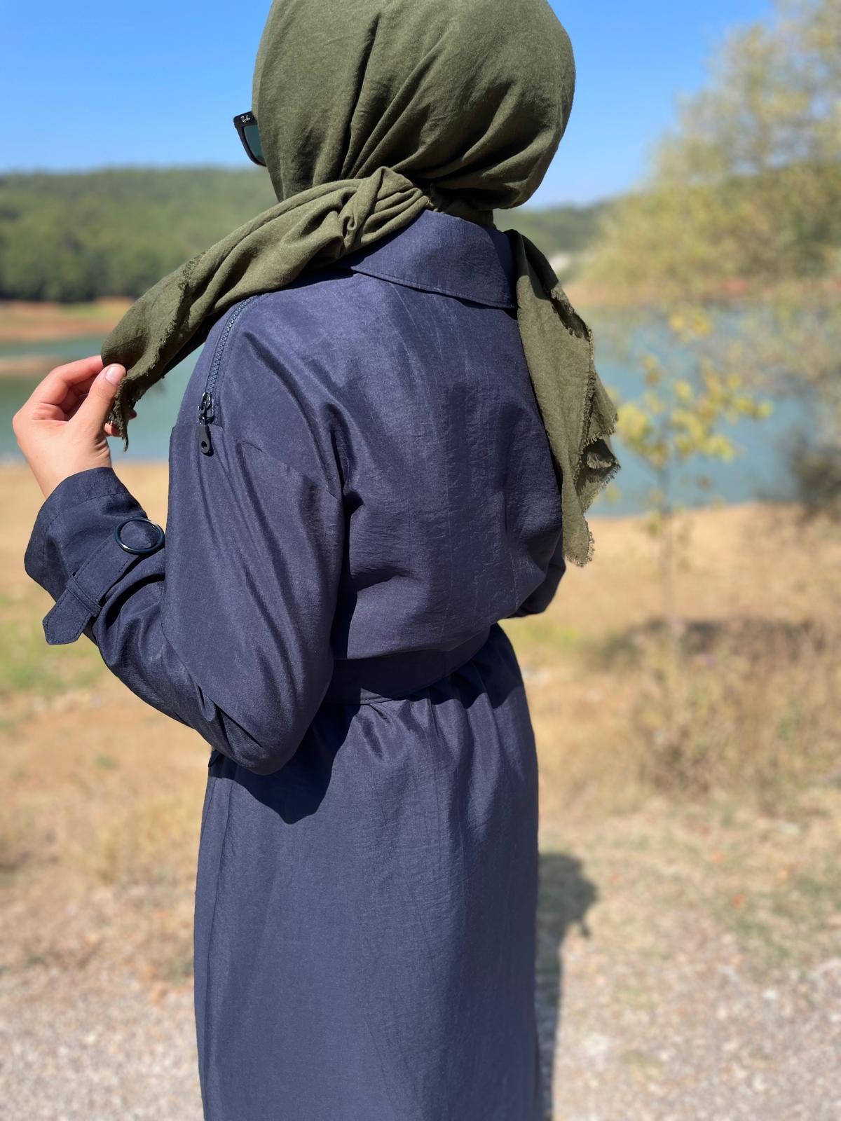 MASSİMO DONNA 26869 OMUZ FERMUAR DETAY TRENÇ-LACİVERT