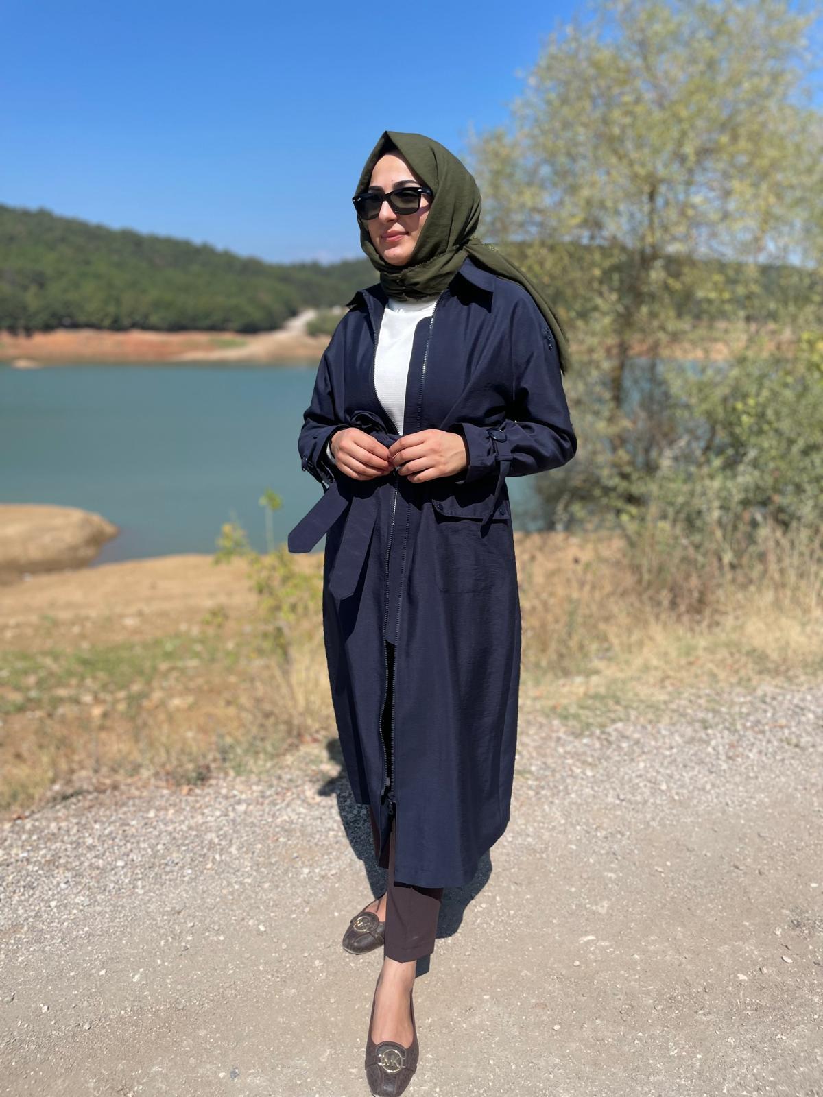 MASSİMO DONNA 26869 OMUZ FERMUAR DETAY TRENÇ-LACİVERT