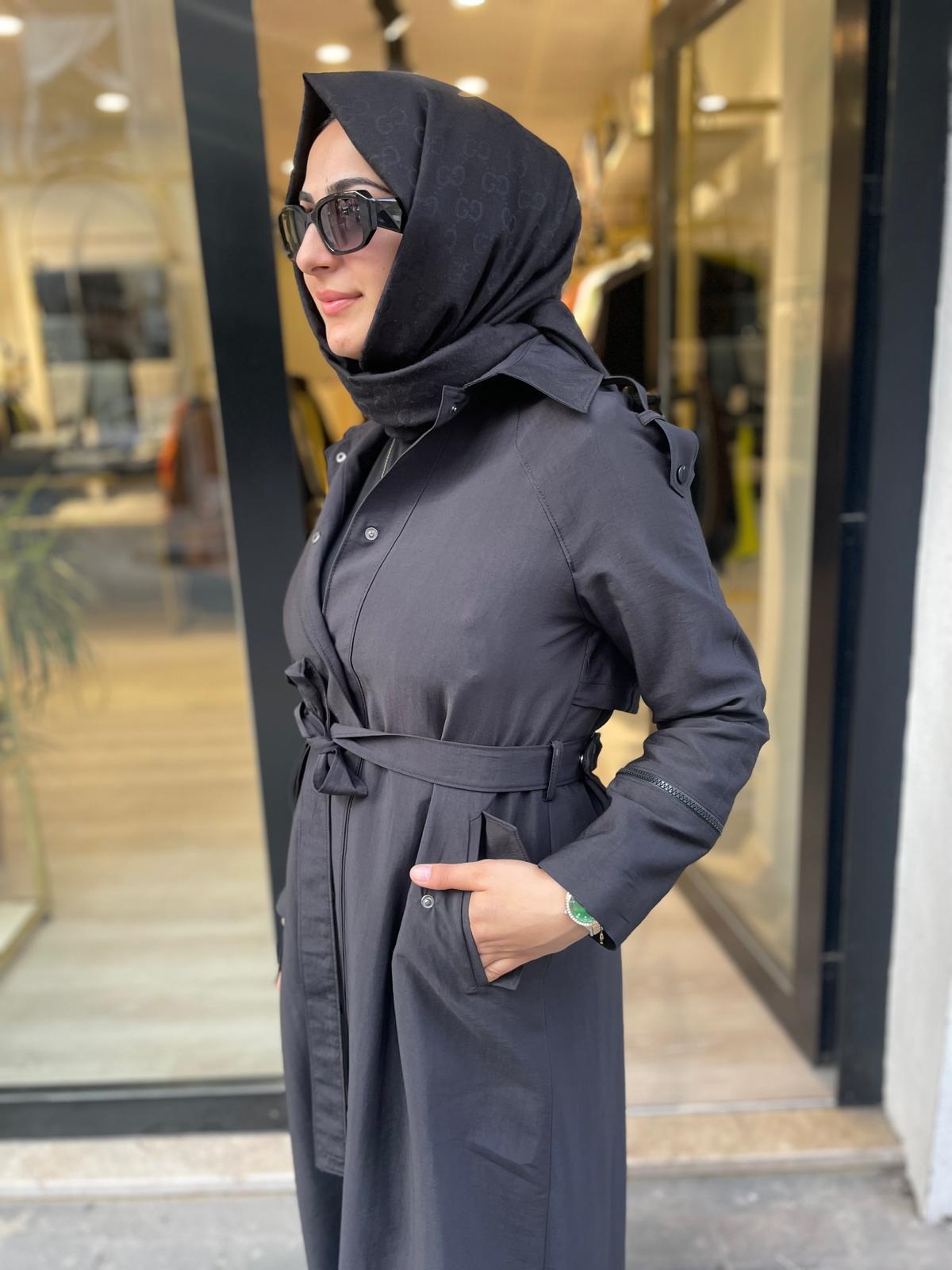 MASSİMO DONNA 813 KOL FERMUAR DETAY TRENÇ-SİYAH