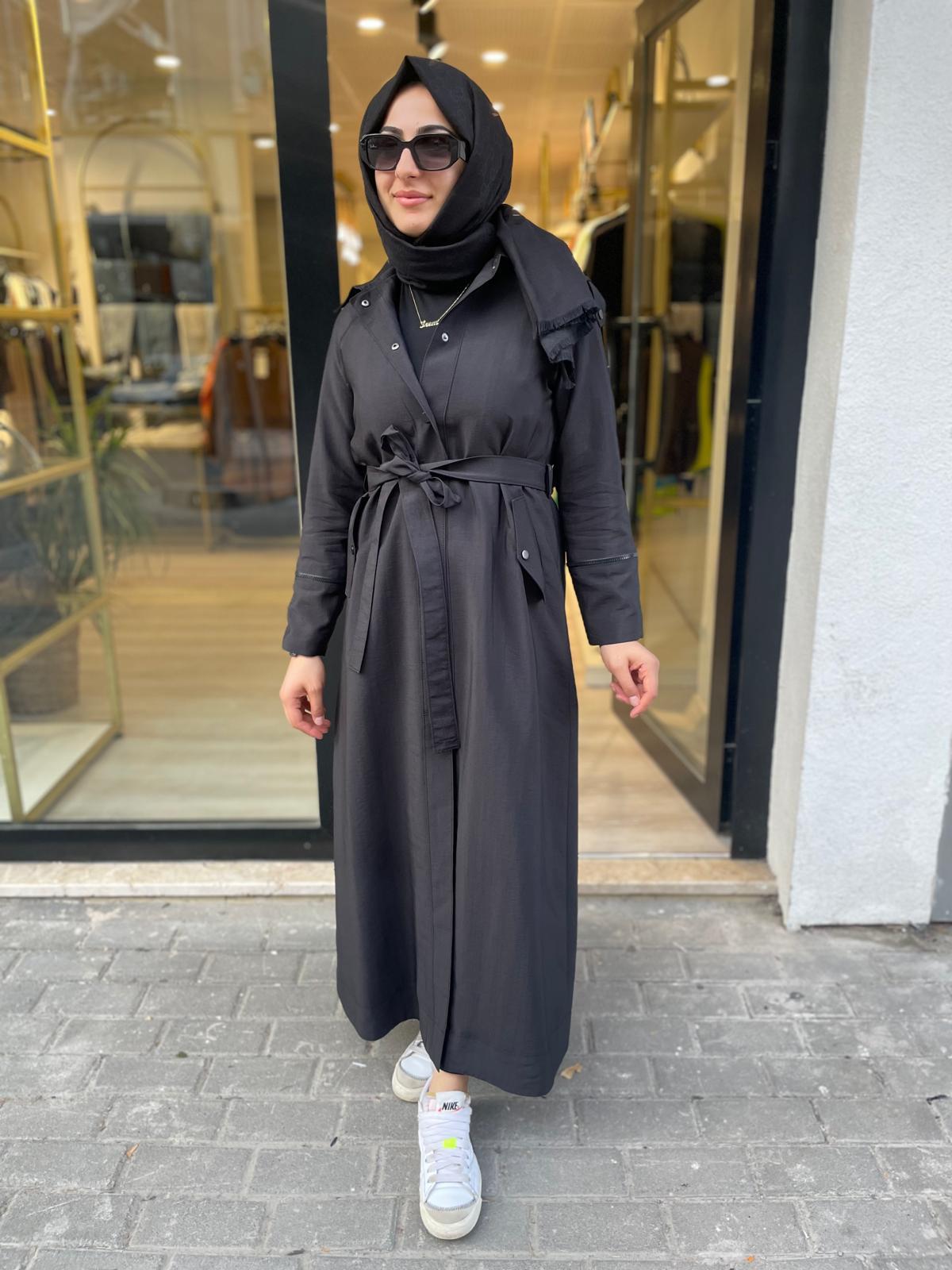 MASSİMO DONNA 813 KOL FERMUAR DETAY TRENÇ-SİYAH