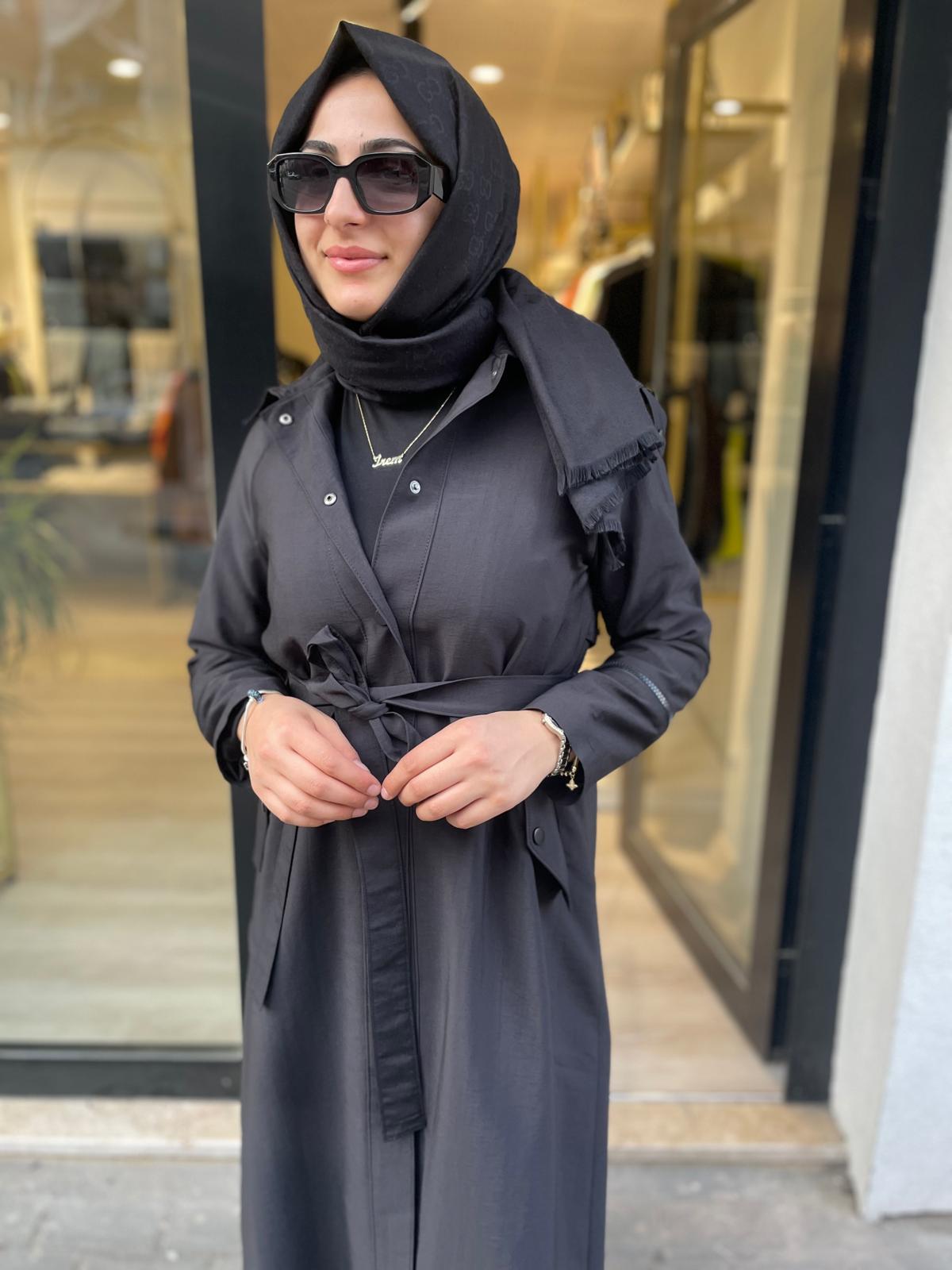 MASSİMO DONNA 813 KOL FERMUAR DETAY TRENÇ-SİYAH