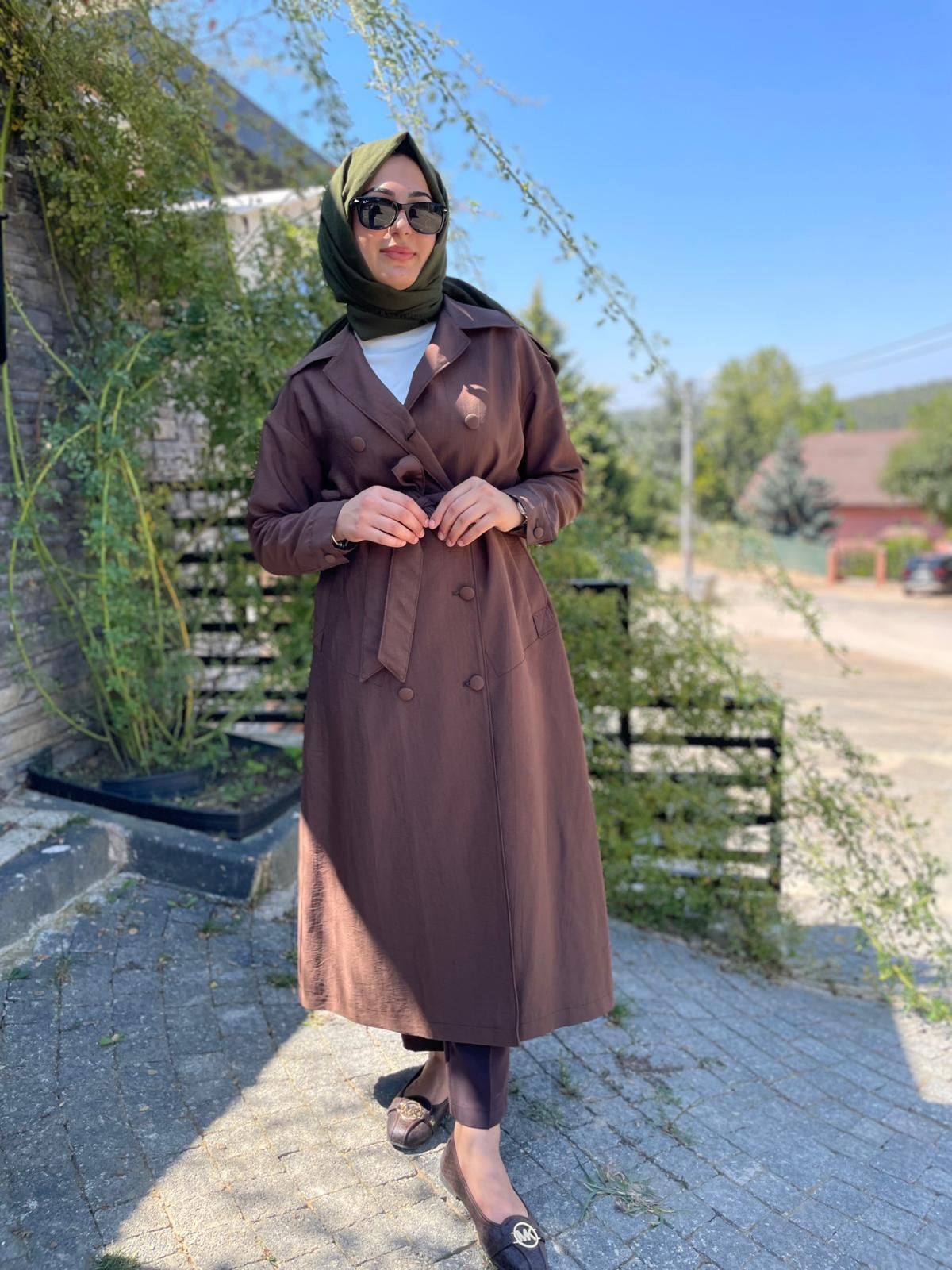 MASSİMO DONNA 838 OMUZ APOLET DETAY TRENÇ-KAHVE