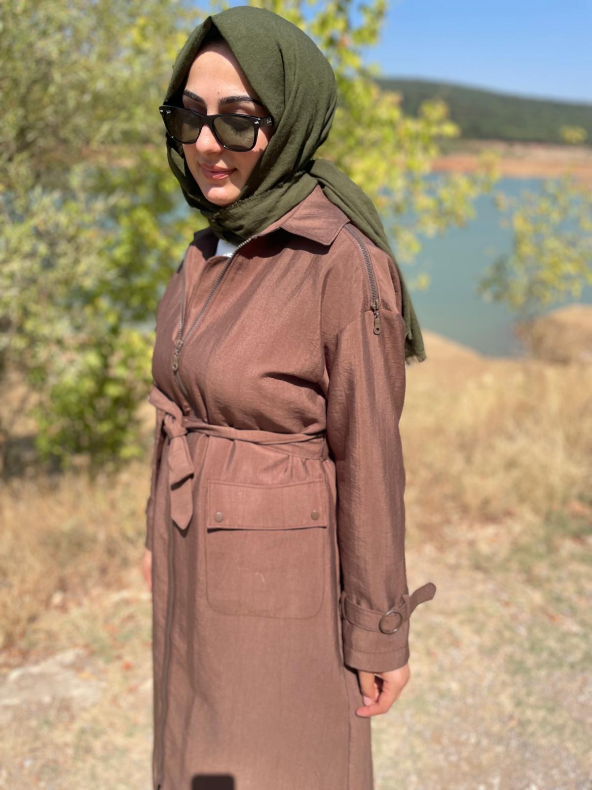 MASSİMO DONNA 869 OMUZ FERMUAR DETAY TRENÇ-KAKAO
