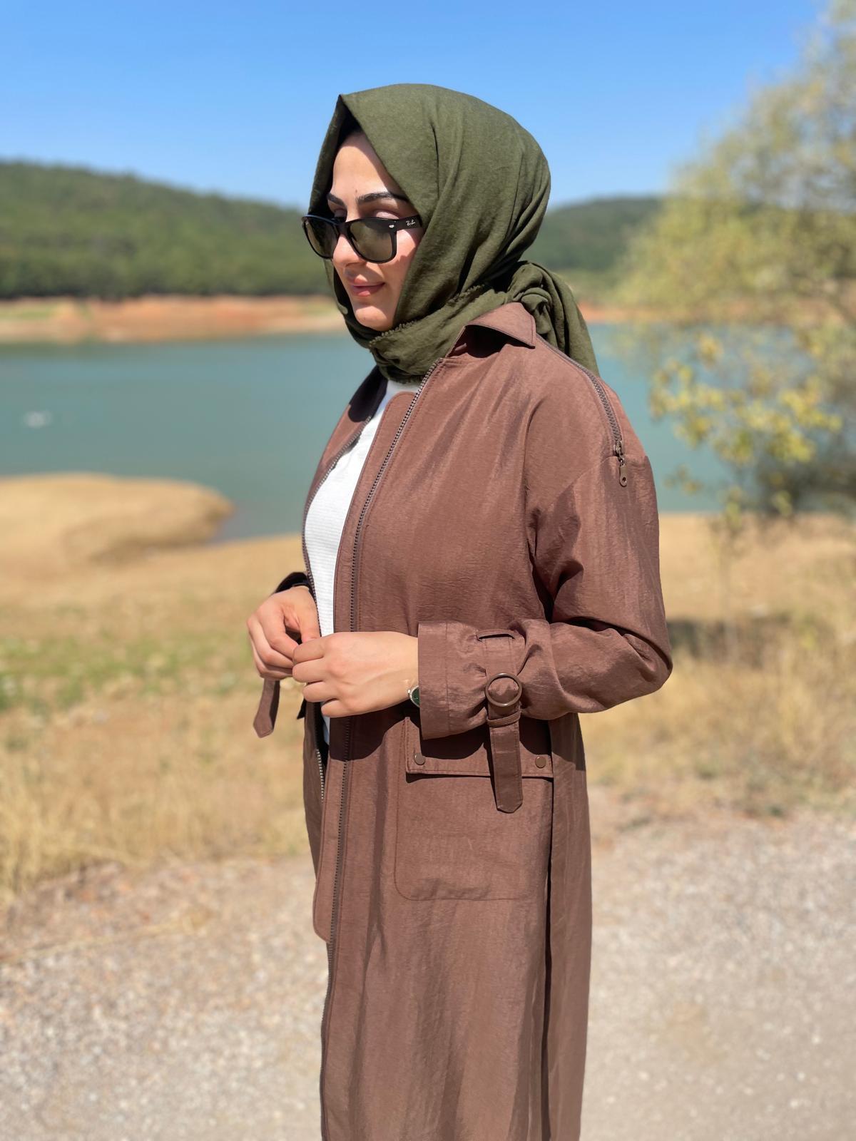 MASSİMO DONNA 869 OMUZ FERMUAR DETAY TRENÇ-KAKAO