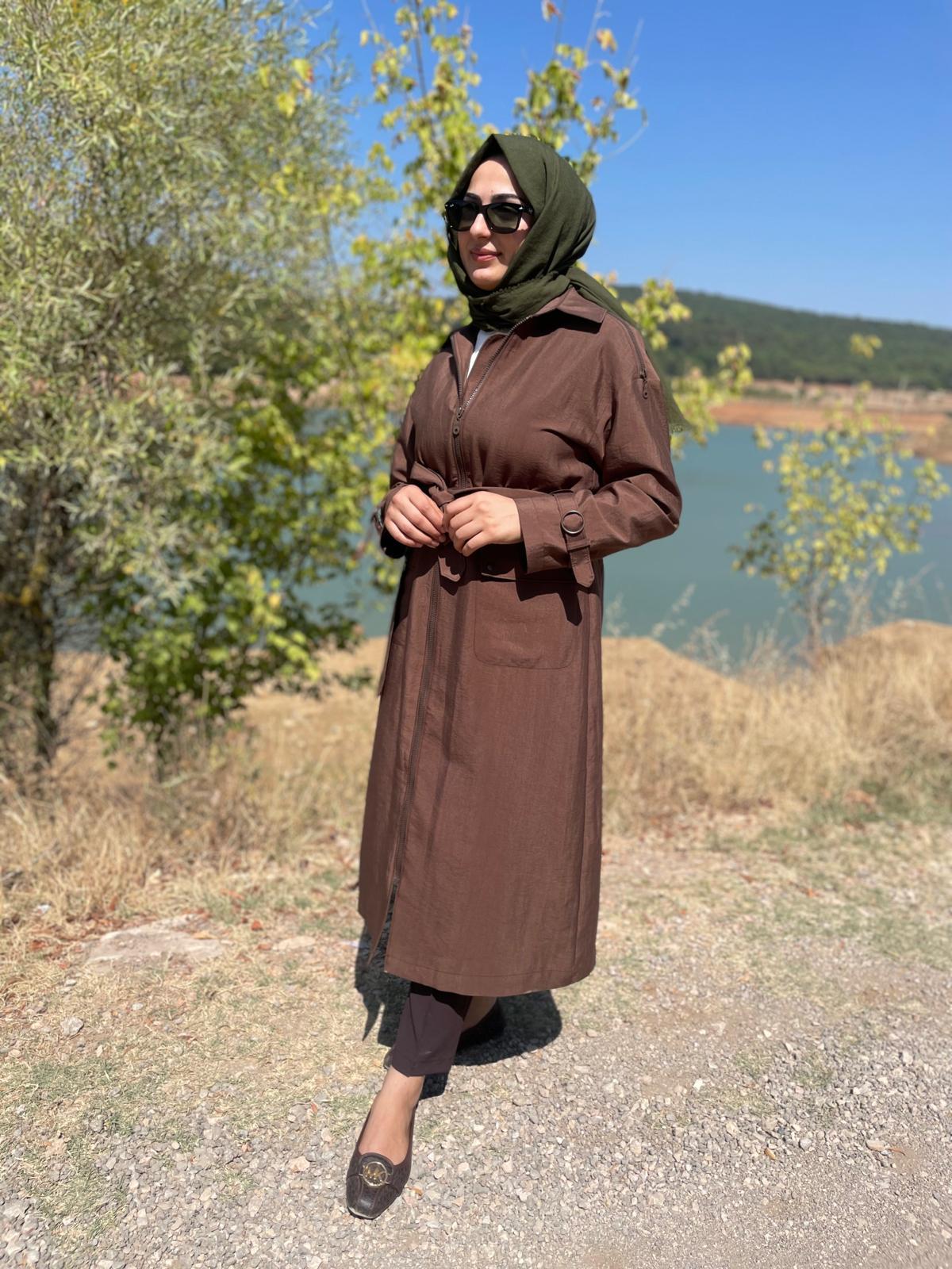 MASSİMO DONNA 869 OMUZ FERMUAR DETAY TRENÇ-KAKAO