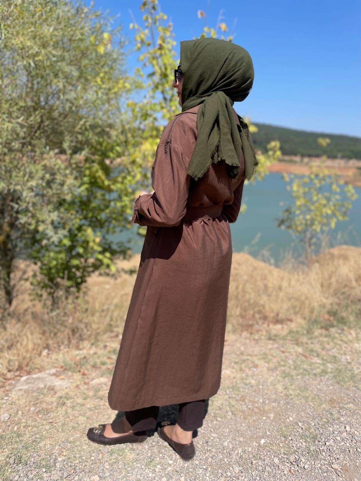 MASSİMO DONNA 869 OMUZ FERMUAR DETAY TRENÇ-KAKAO