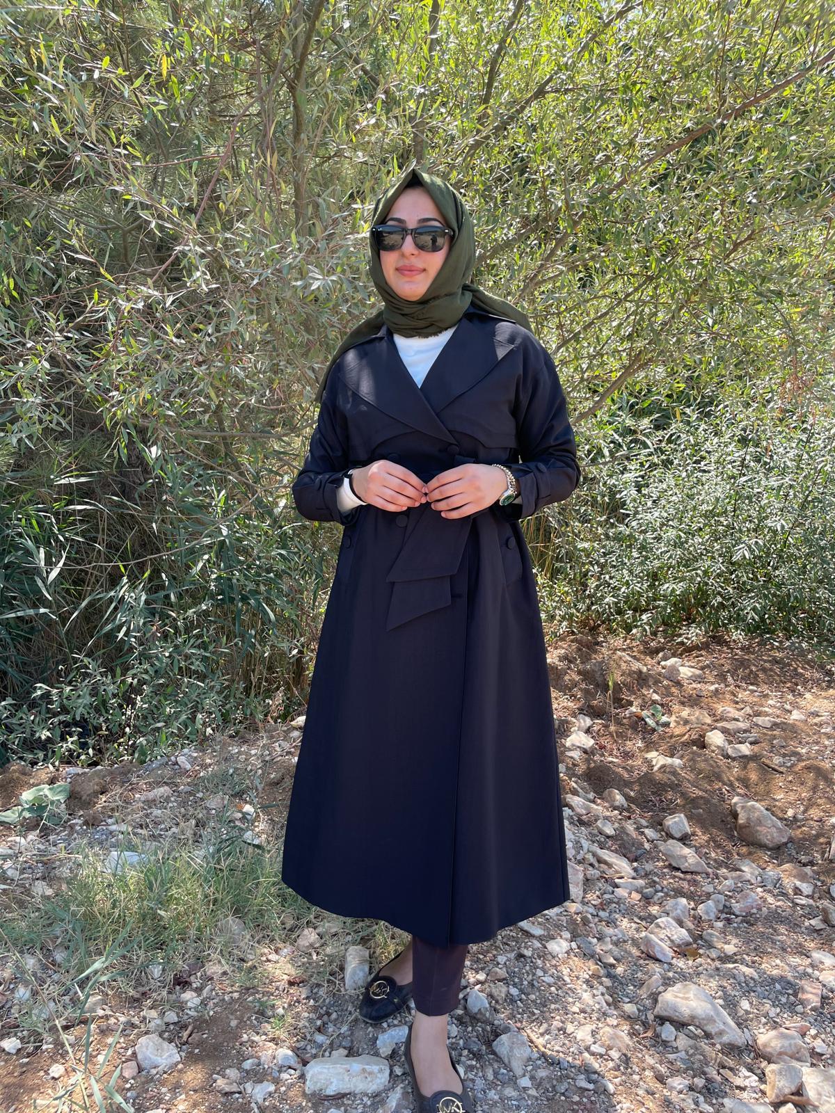 MASSİMO DONNA 877 ÇİFT DÜĞME TRENÇ-SİYAH