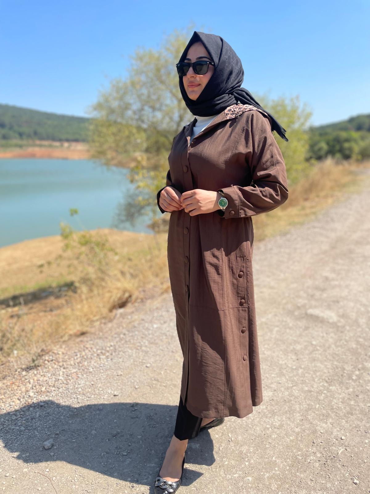 MASSİMO DONNA 889 KAPŞONU DESENLİ TRENÇ-KAHVE
