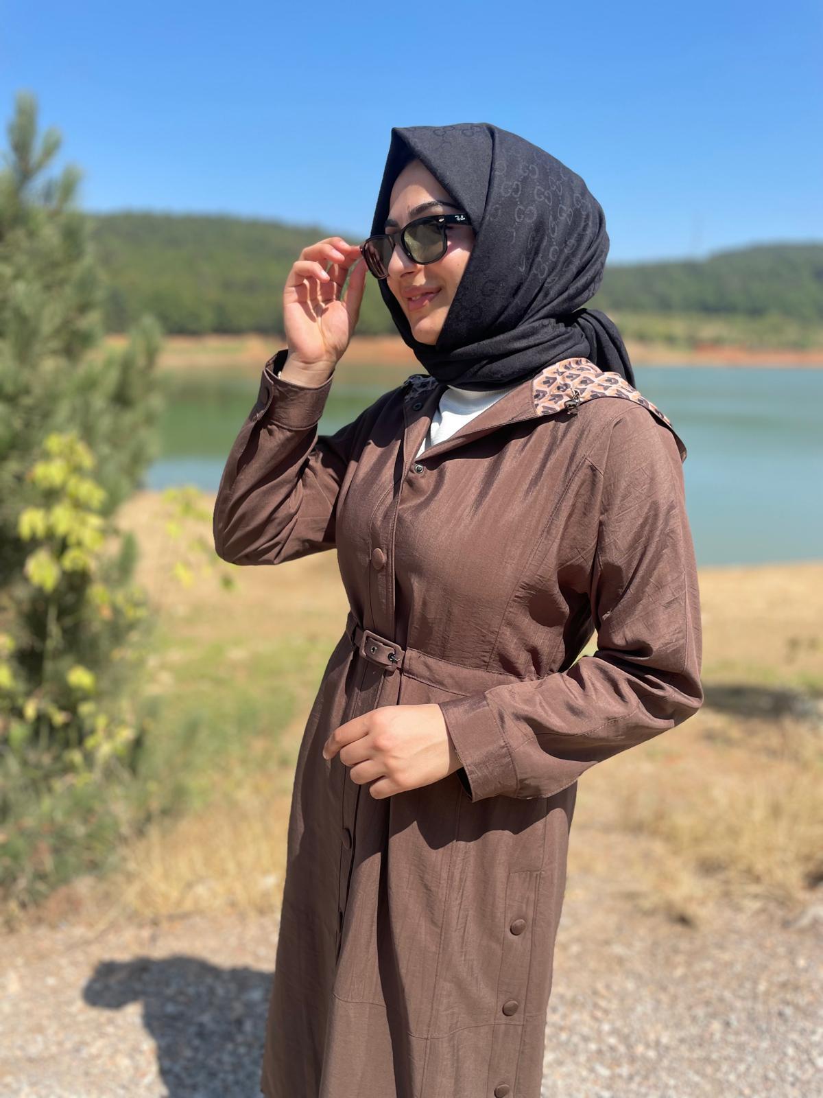 MASSİMO DONNA 889 KAPŞONU DESENLİ TRENÇ-KAHVE