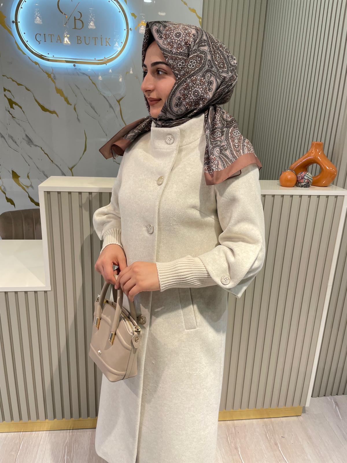 MİCCA 242517 KOL RİBANA DETAY KABAN-KREM