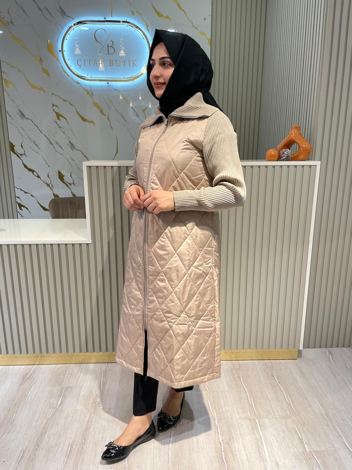 MİCCA 242520 CLASSY TRİKO DETAY KABAN-TAŞ