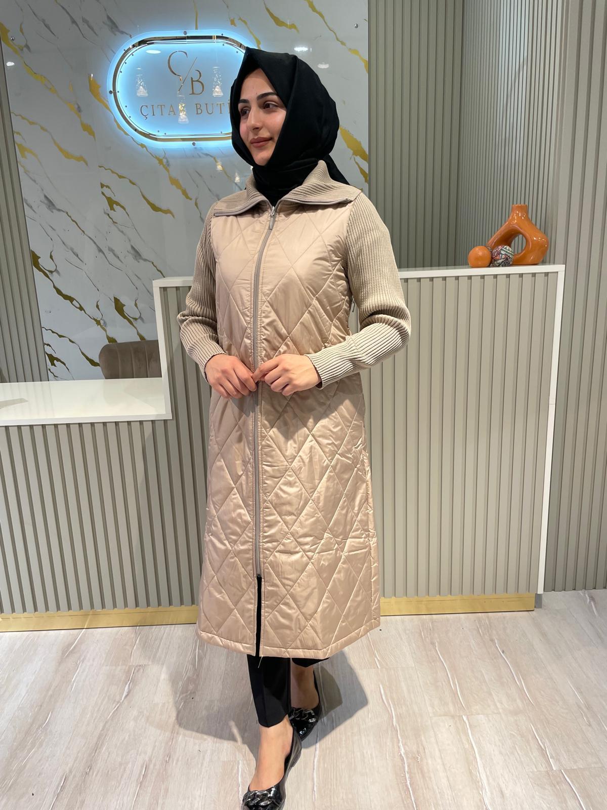 MİCCA 242520 CLASSY TRİKO DETAY KABAN-TAŞ