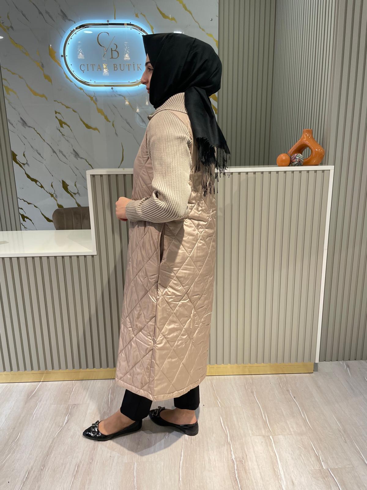 MİCCA 242520 CLASSY TRİKO DETAY KABAN-TAŞ