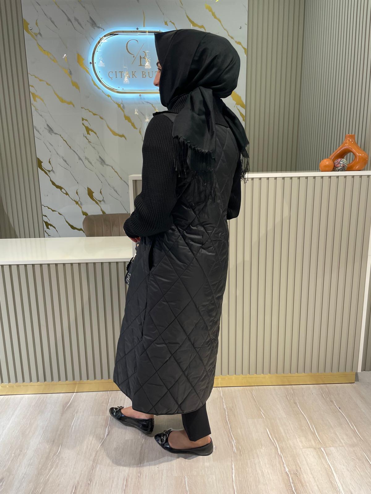 MİCCA 242520 CLASSY TRİKO DETAY KABAN-SİYAH