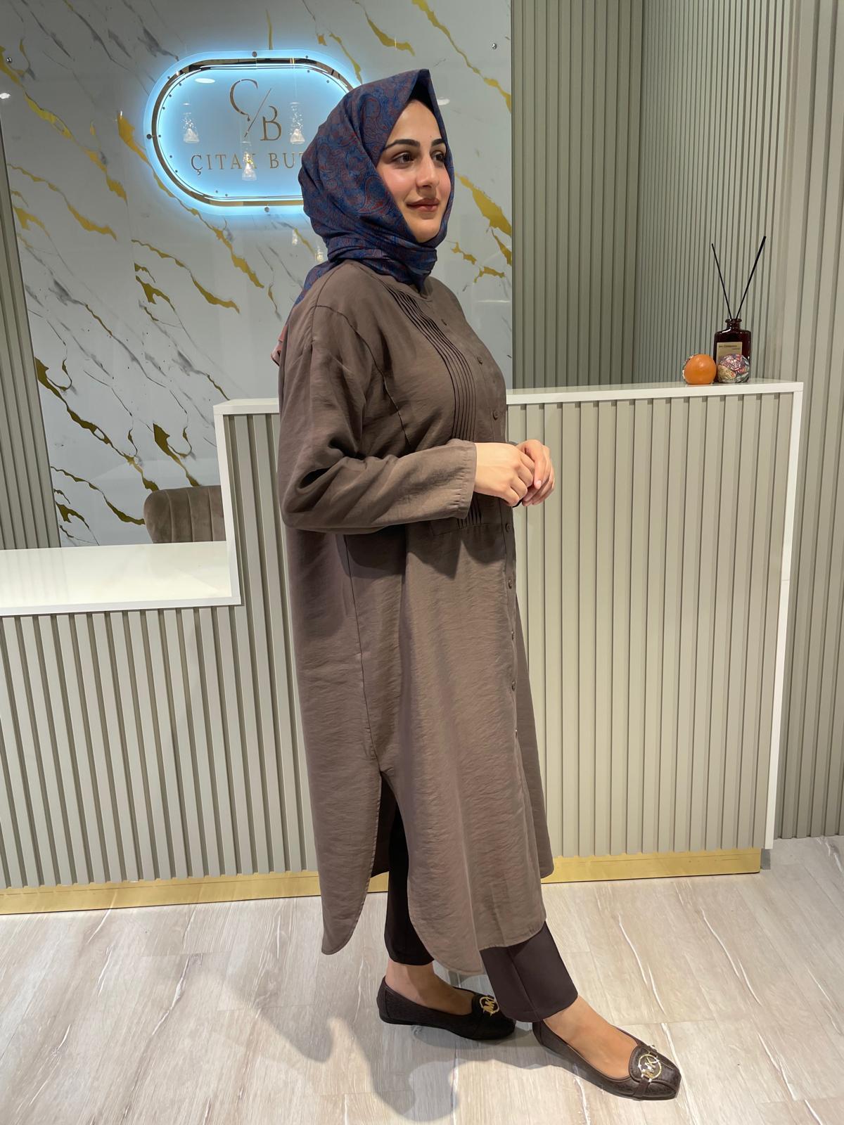 MİCCA 252540 GÖMLEK MODEL  TUNİK-KAHVE