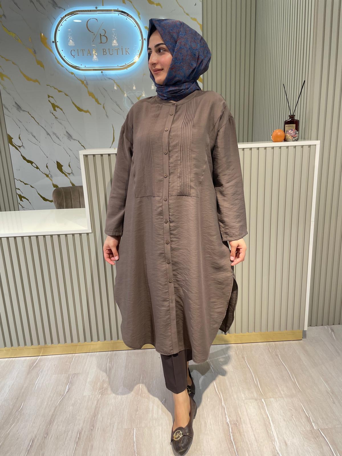 MİCCA 252540 GÖMLEK MODEL  TUNİK-KAHVE