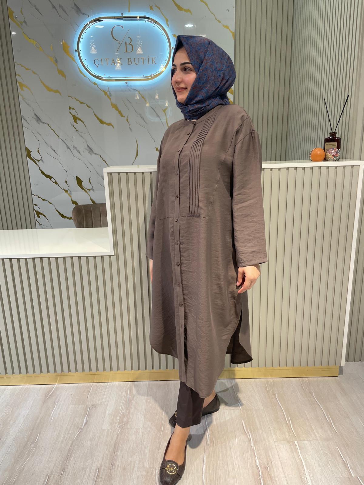 MİCCA 252540 GÖMLEK MODEL  TUNİK-KAHVE