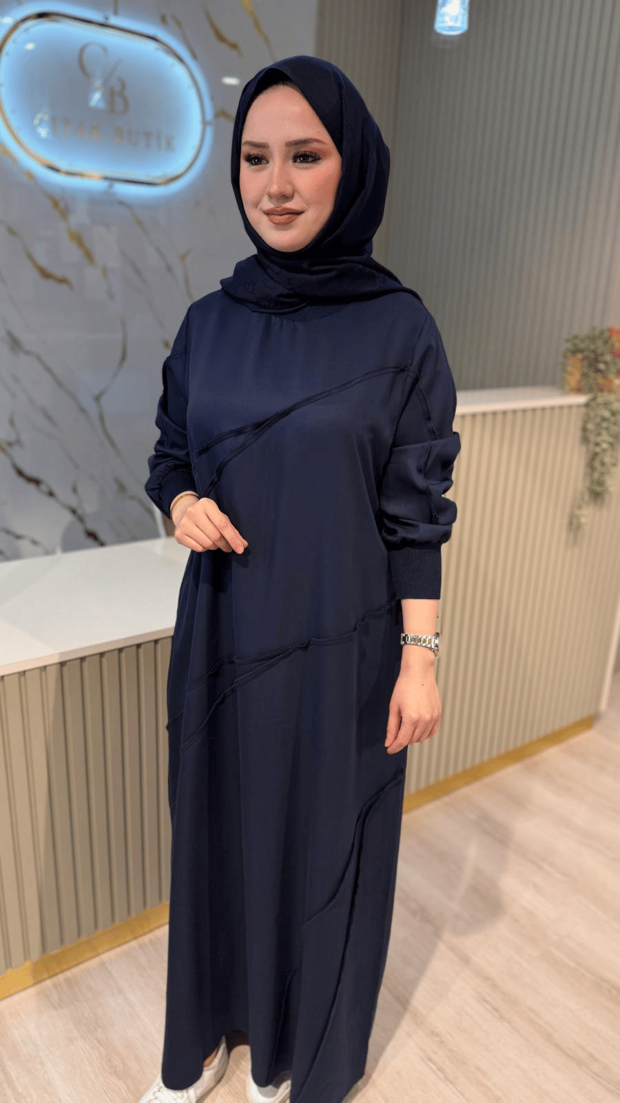MİCCA 261307 LYOCELL KUMAŞ ELBİSE - LACİVERT