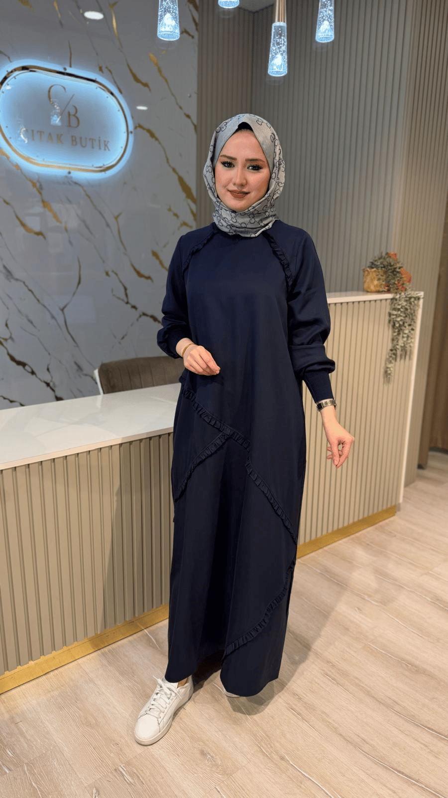 MİCCA 261309 FIRFIR DETAY ELBİSE -LACİVERT