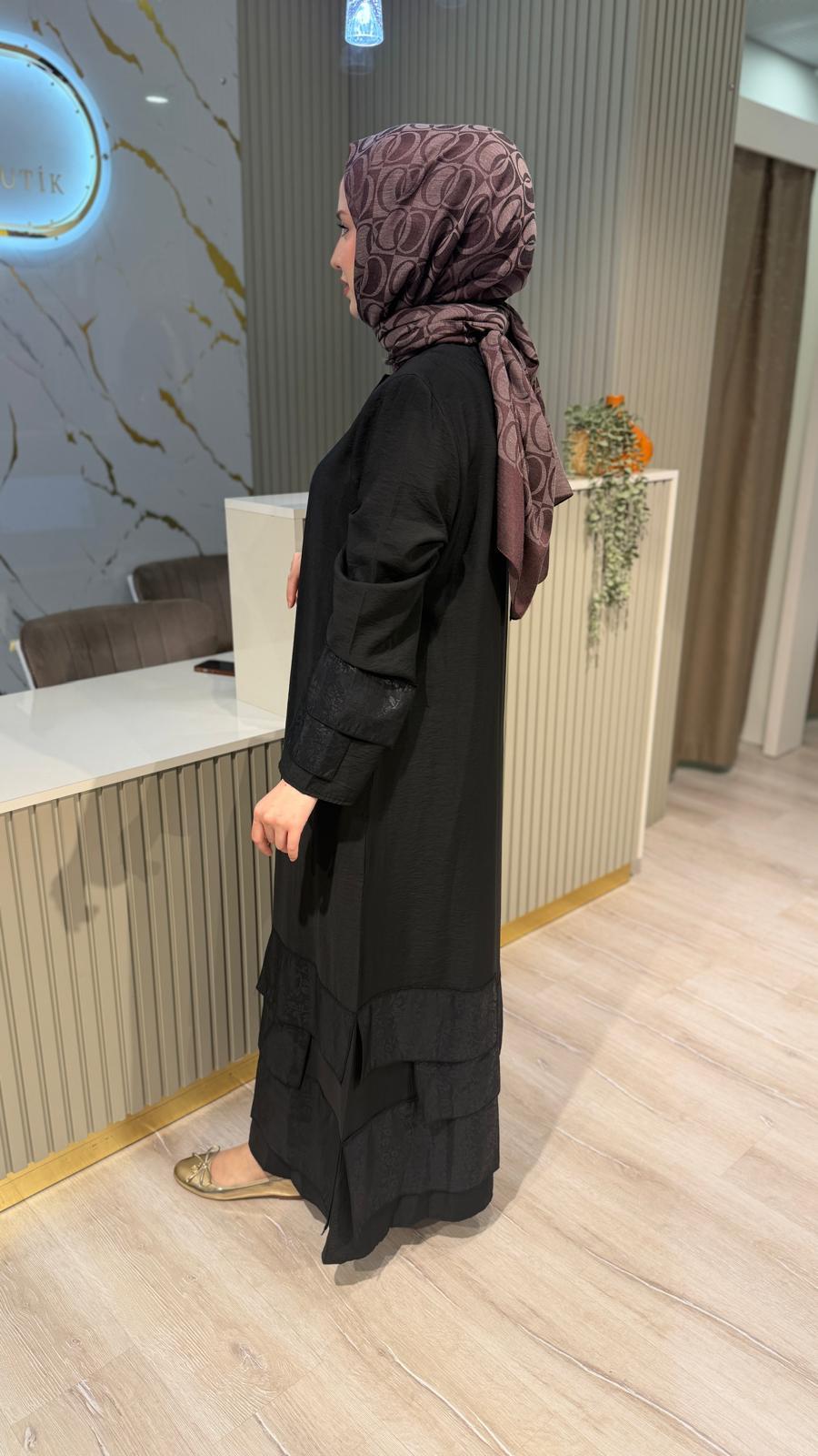 MİCCA 261574 DESENLİ FERACE - SİYAH