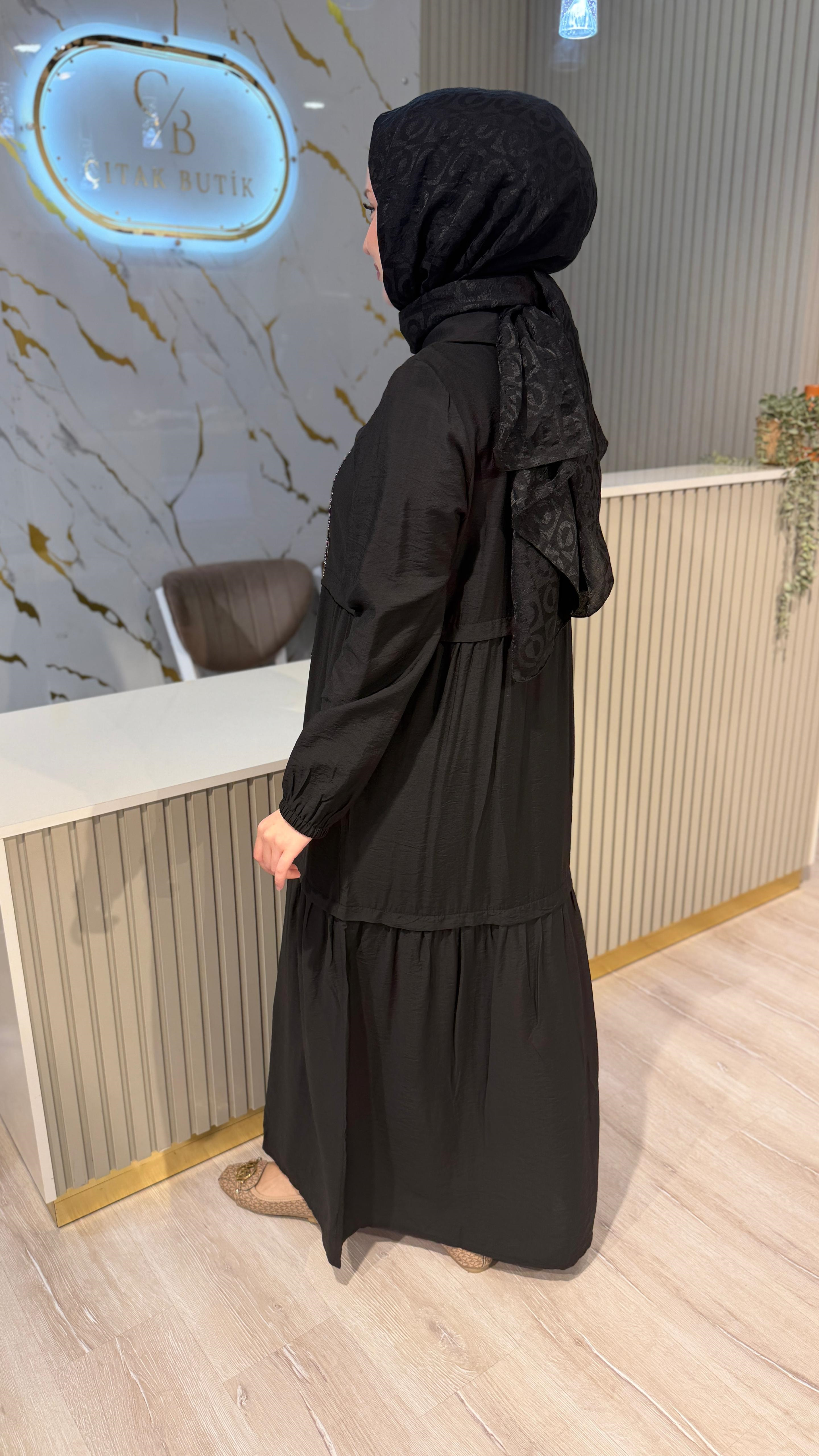 MİCCA 261576 TAŞ ZİNCİR DETAY FERACE - SİYAH