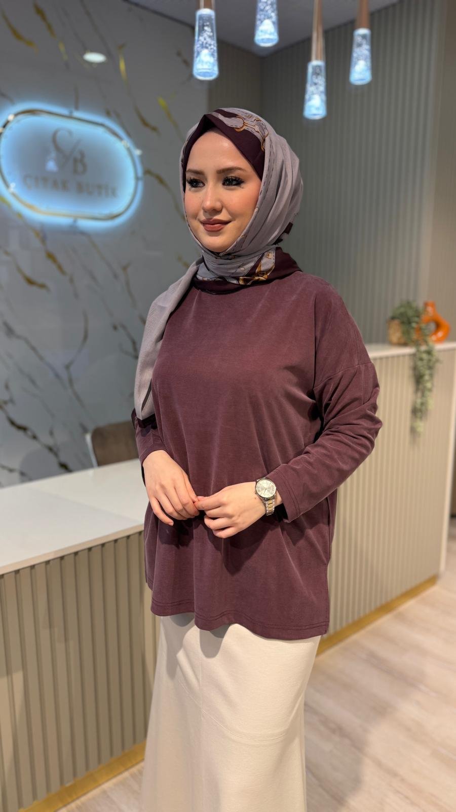 MRW 1807 SPOR MODAL TUNİK-BORDO