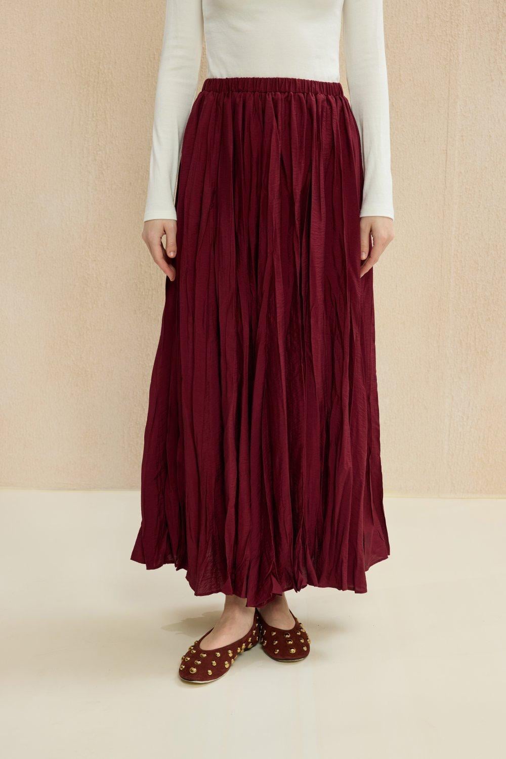 MRW-WRİNK ETEK-BORDO