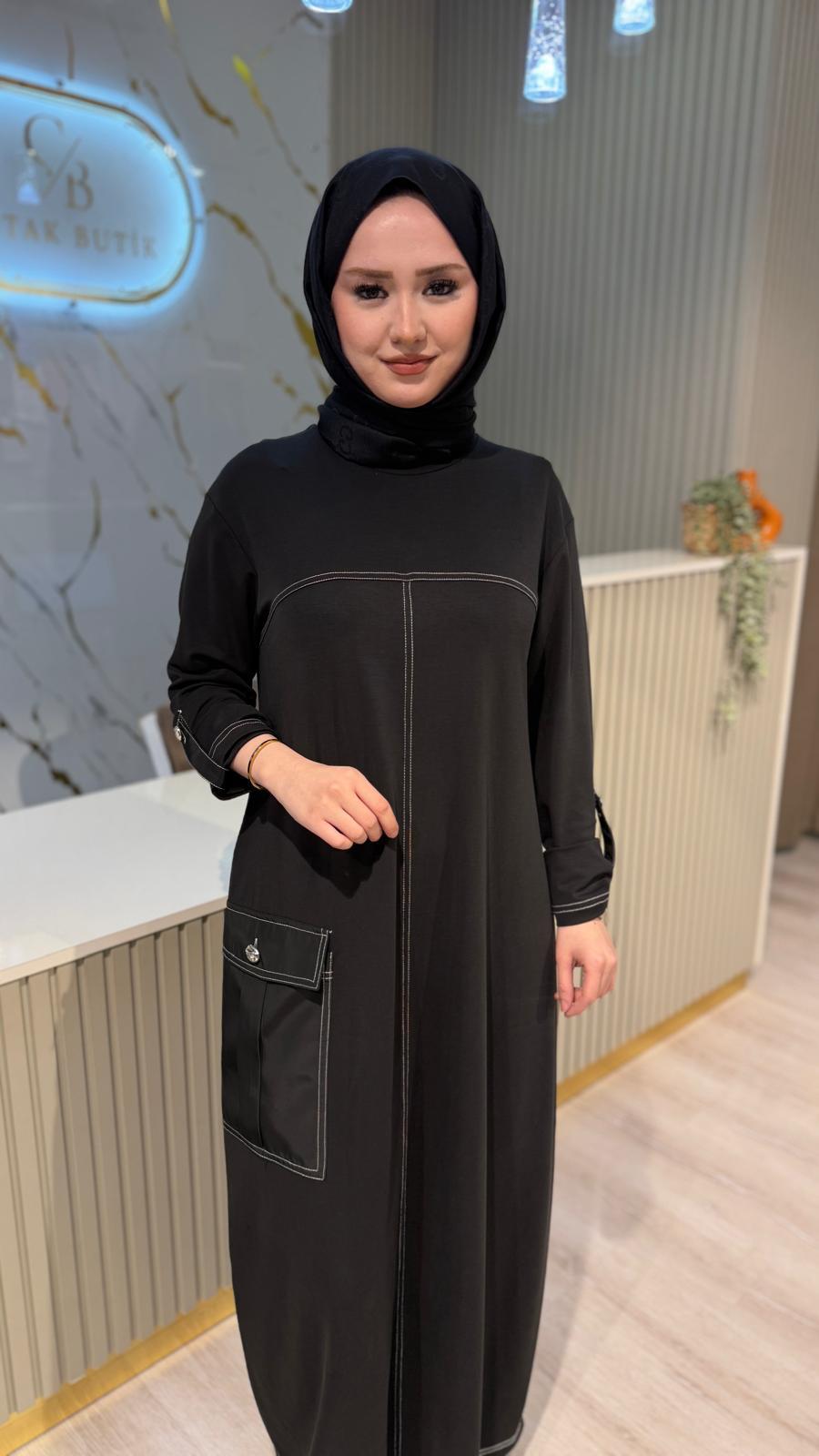 NÇ 26128 ELBİSE-SİYAH