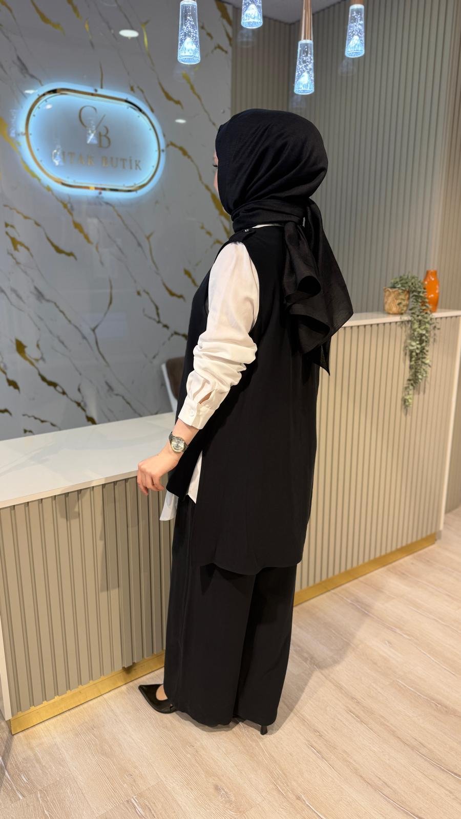 NÇ 26606 DÜĞME FERMUAR DETAYLI 3'LÜ TAKIM-SİYAH