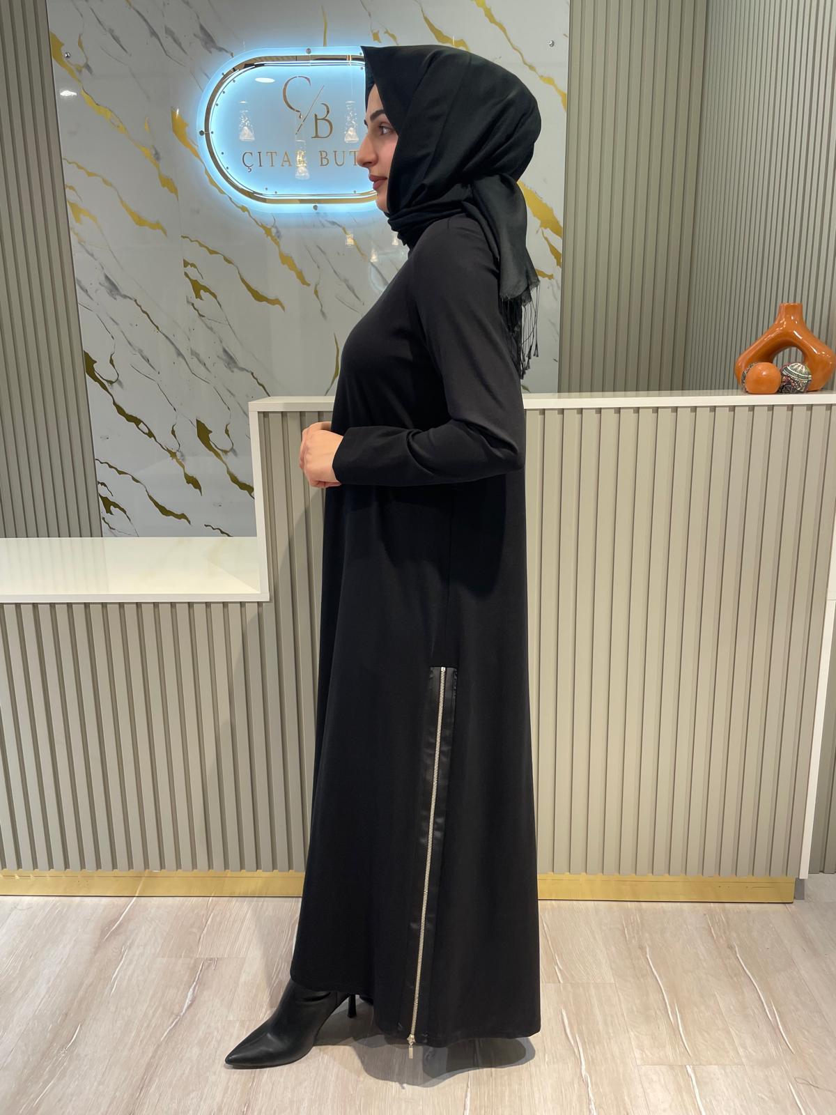 NURCAN ÇETİN 25177 KEMERLİ ELBİSE-SİYAH
