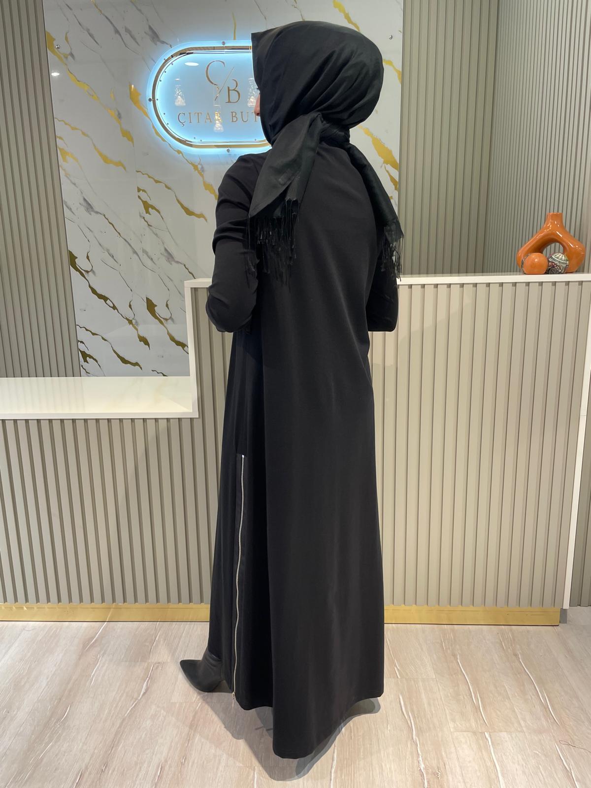 NURCAN ÇETİN 25177 KEMERLİ ELBİSE-SİYAH