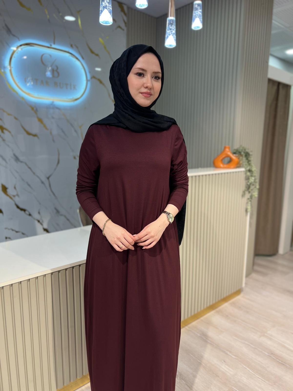 NURCAN ÇETİN 25193 BASIC ELBİSE-BORDO